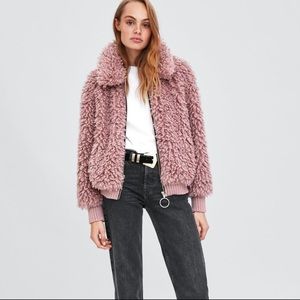 Zara pink fuzzy winter jacket